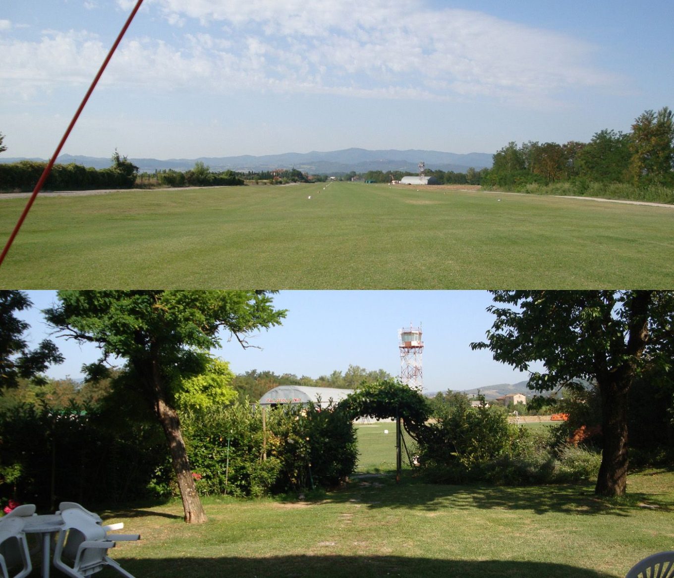 Perfekte Graspiste in Sansepolcro, Blick vom Garten auf die Piste von Sansepolcro